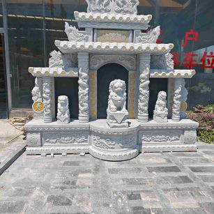 株洲芝麻白中国黑石材套墓 花岗岩墓碑