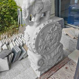 株洲芝麻白抱鼓石 庭院抱鼓石